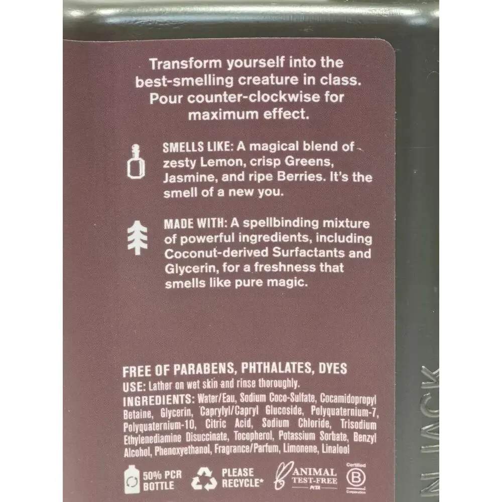Every Man Jack Harry Potter Potions Metamorphosis Body Wash 13.5oz